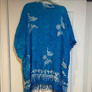 Blue Kaftan with White Patterns